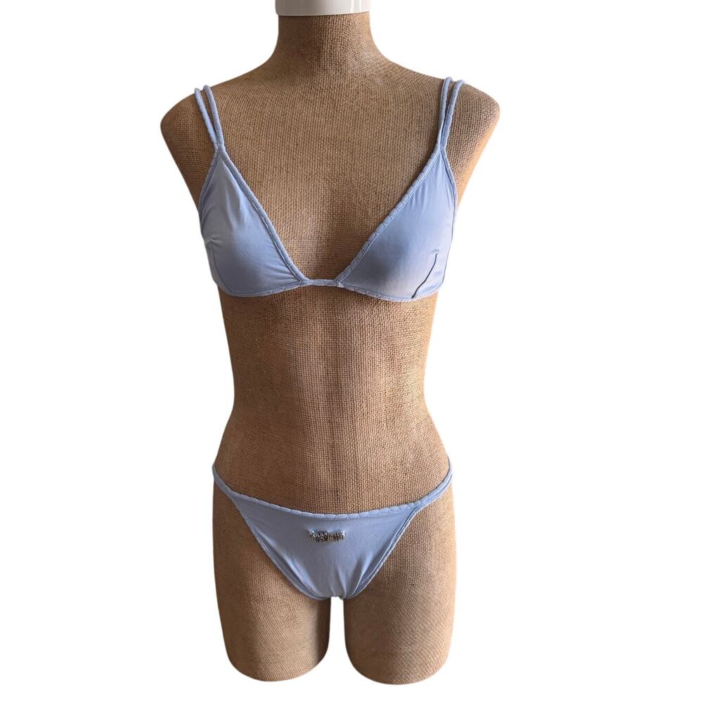 Moschino Mare Triangle Top Bikini Swim Bathing Suit Low Rise Bottom Size 42 US 6